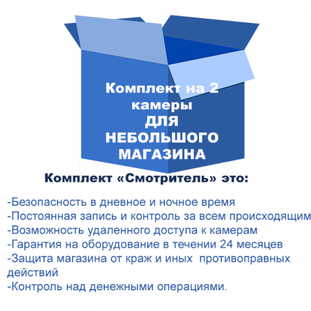 Комплект видеонаблюдения для небольшого магазина на 2 камеры
